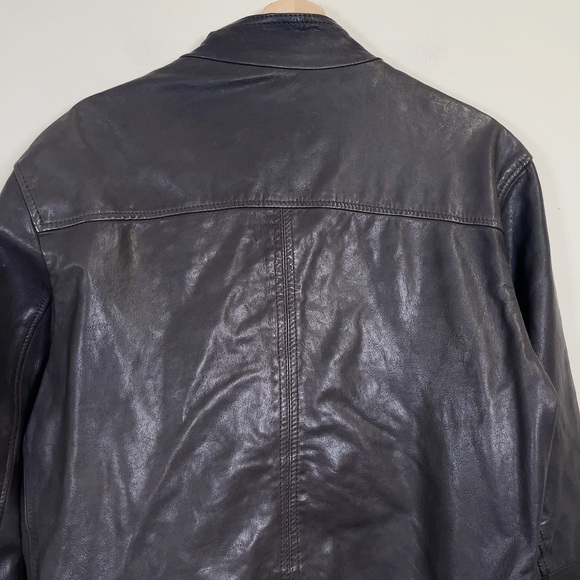 Zara Men Woven Genuine Leather  Bomber Biker Jacket - Picture 10 of 12